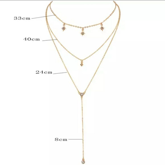 NEW Gold Triple Layer Star Lariat Choker Necklace - Picture 2 of 6